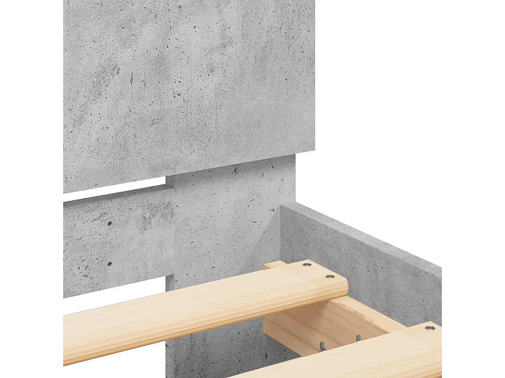 Bedframe met hoofdeinde en LED betongrijs 135x190 cm