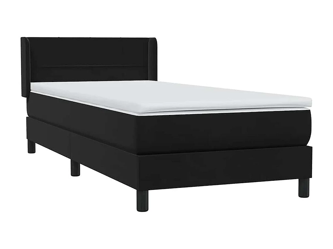 Sommier à lattes de lit avec matelas noir 90x210 cm velours