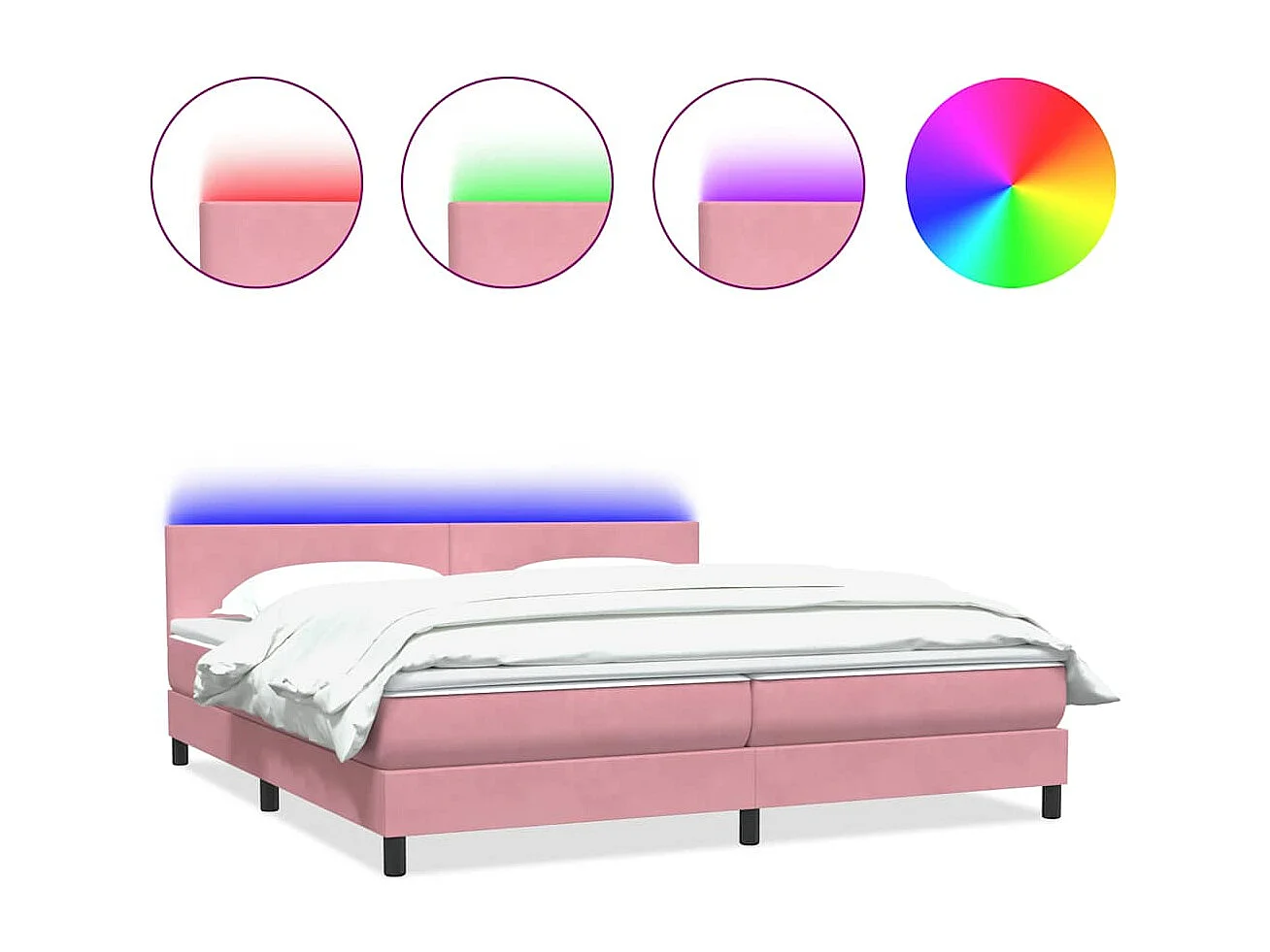 Cama box spring con colchón terciopelo rosa 180x210 cm