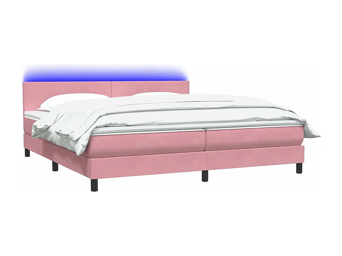 Cama box spring con colchón terciopelo rosa 180x210 cm