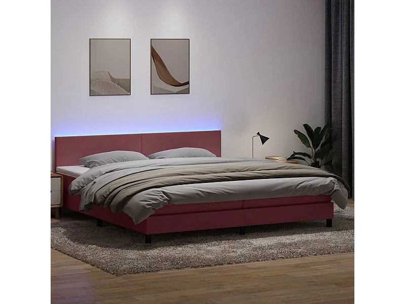 Cama box spring con colchón terciopelo rosa 180x210 cm