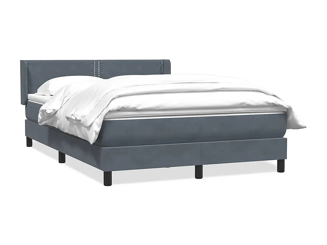 Sommier à lattes de lit et matelas gris foncé 140x220cm velours