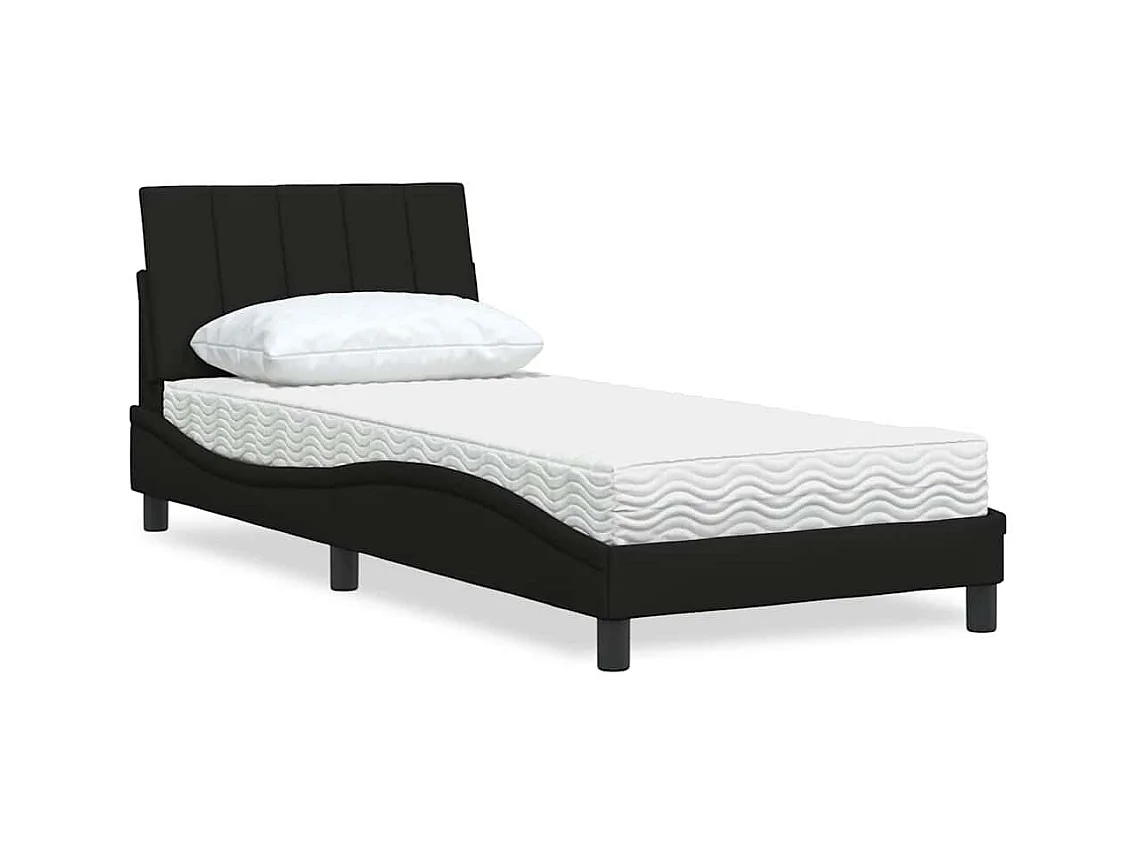 Bed met matras "Hanko" stof zwart 90x190 cm