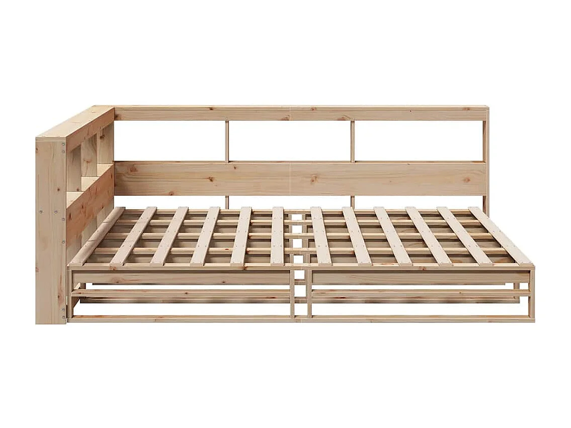 Lit bibliothèque sans matelas 160x200 cm bois massif de pin