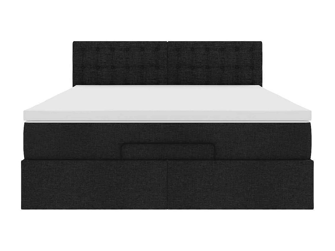 Estrutura de cama otomana com colchão 140x190 cm tecido preto