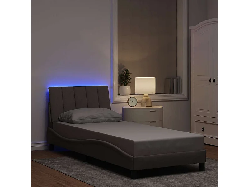 Cadre de lit sans matelas taupe 90x190 cm tissu