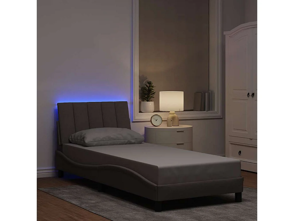 Cadre de lit sans matelas taupe 90x190 cm tissu