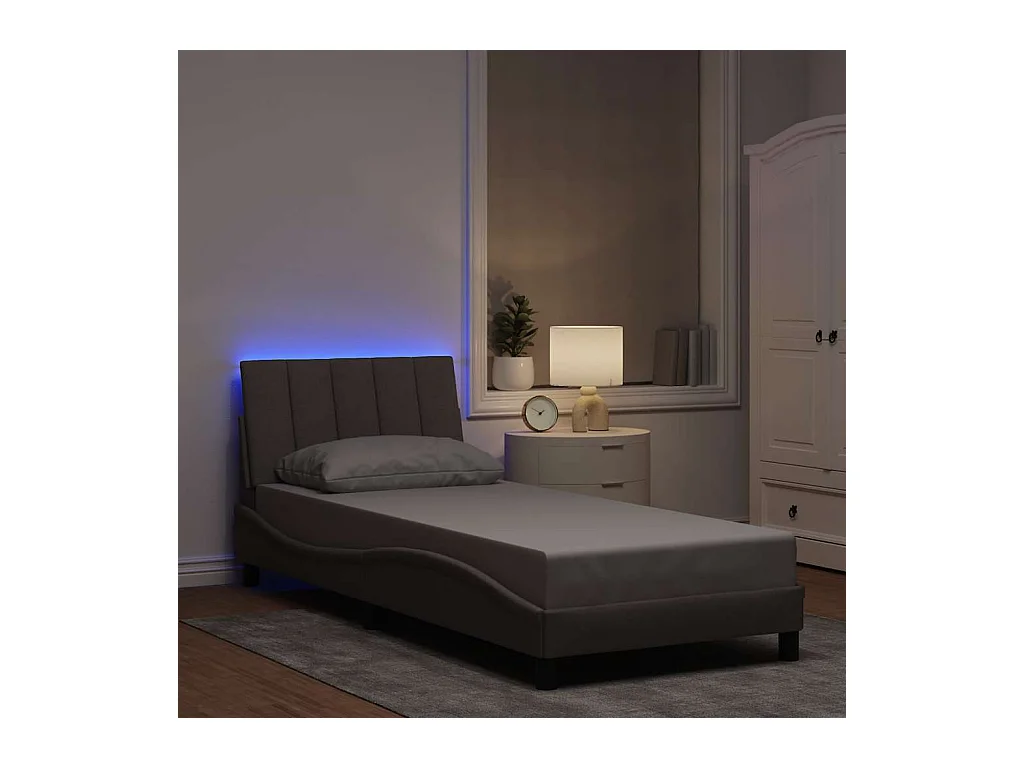 Cadre de lit sans matelas taupe 90x190 cm tissu