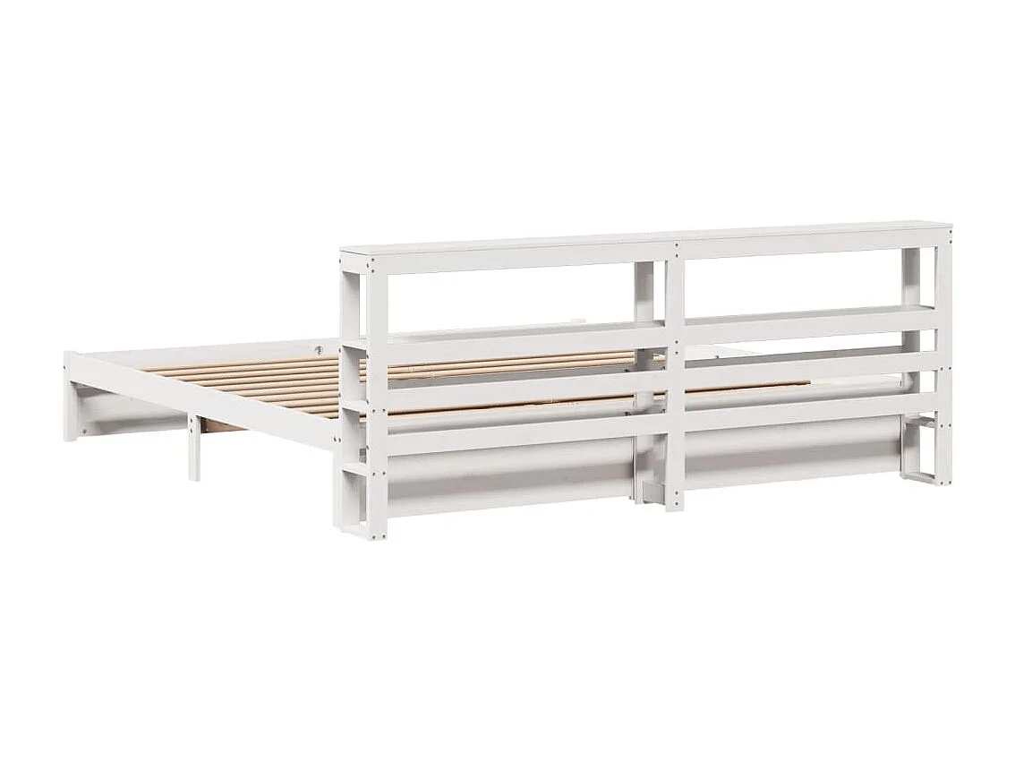 Estructura de cama con cabecero sin colchón blanco 180x200 cm