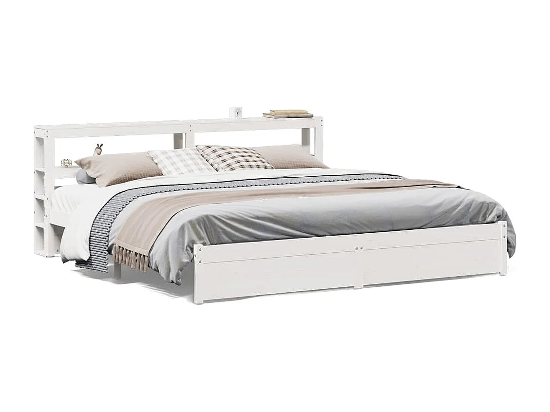 Estructura de cama con cabecero sin colchón blanco 180x200 cm