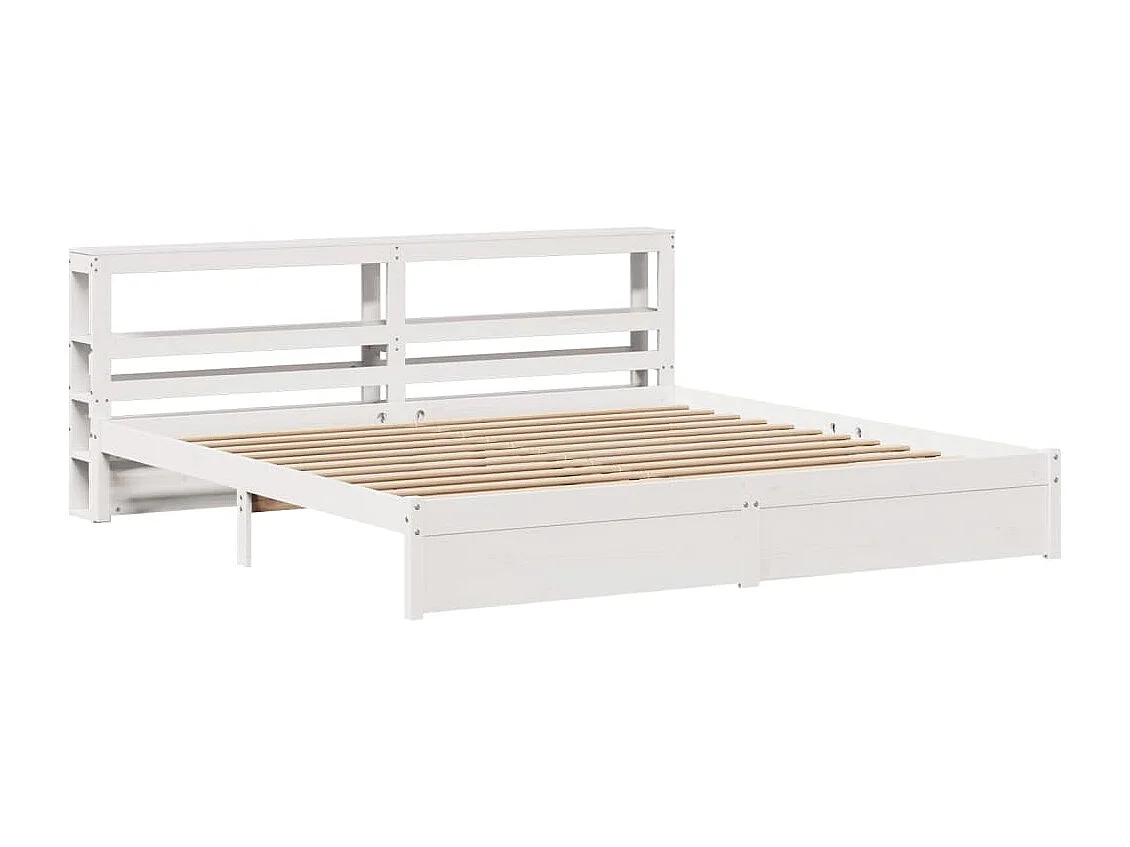 Estructura de cama con cabecero sin colchón blanco 180x200 cm