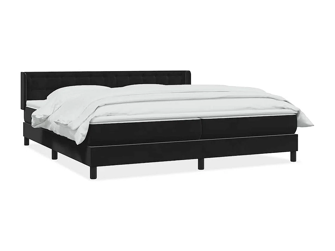 Cama box spring con colchón terciopelo negro 180x220 cm