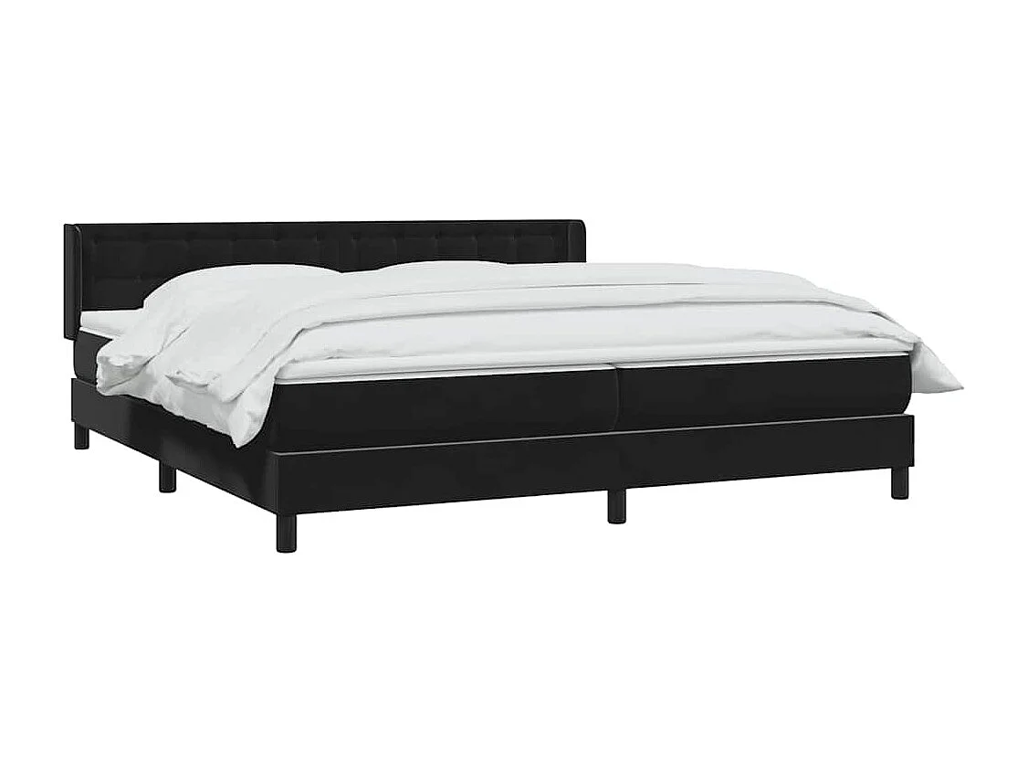 Cama box spring con colchón terciopelo negro 180x220 cm