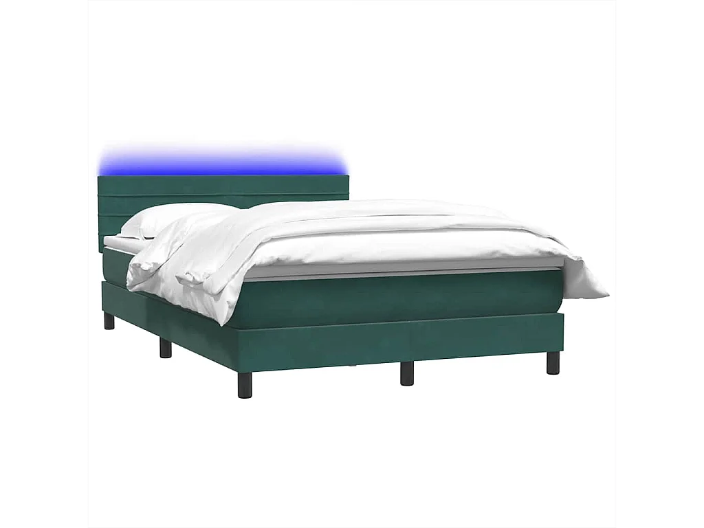 Cama box spring con colchón terciopelo verde oscuro 160x210 cm