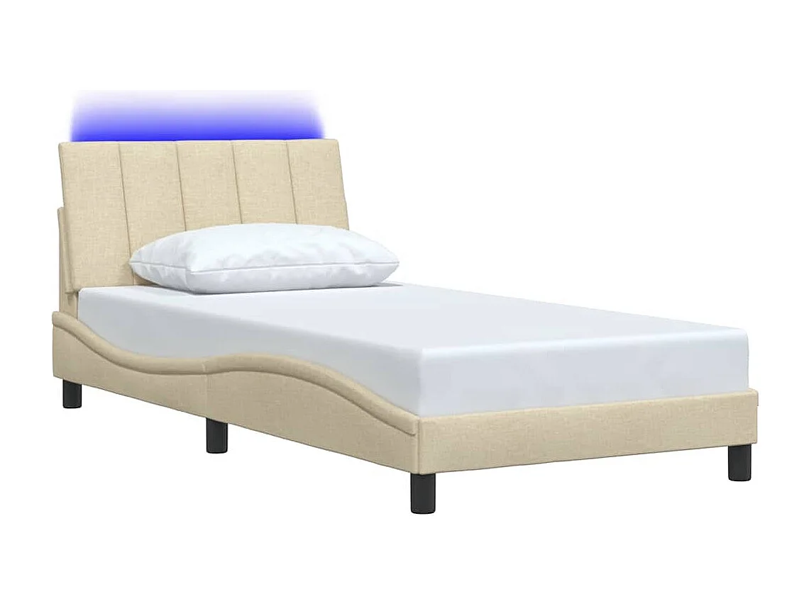 Cadre de lit sans matelas crème 100x200 cm tissu