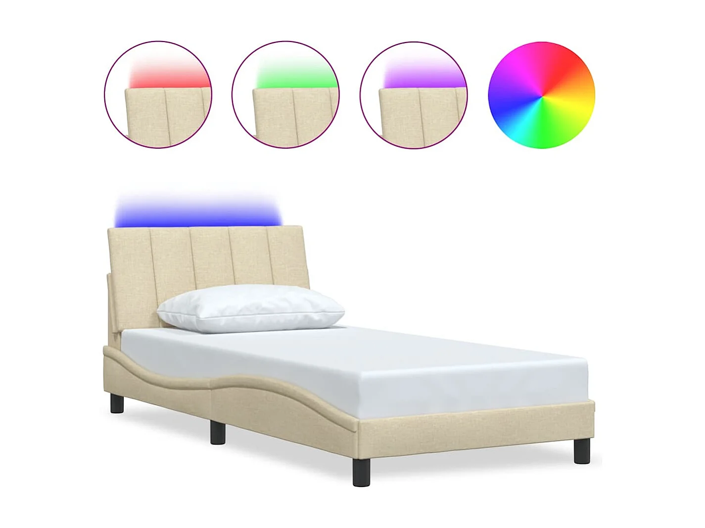 Bedframe zonder matras "Hanko" 100x200 cm stof crèmekleurig