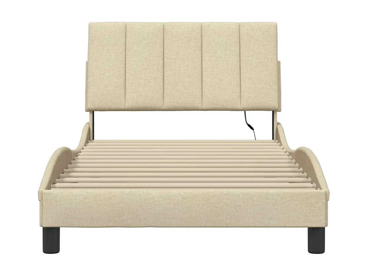 Bedframe zonder matras "Hanko" 100x200 cm stof crèmekleurig