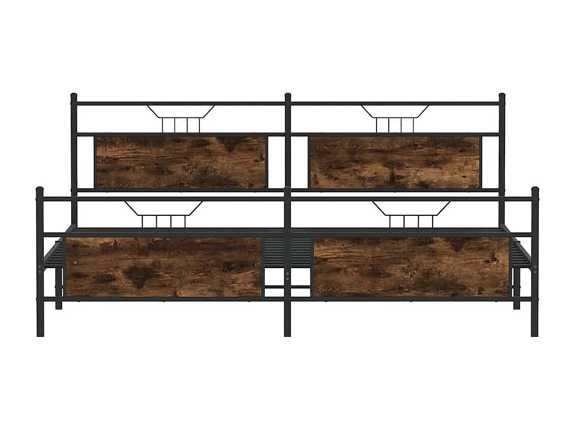 Estrutura de cama sem colchão 193x203cm metal carvalho fumado