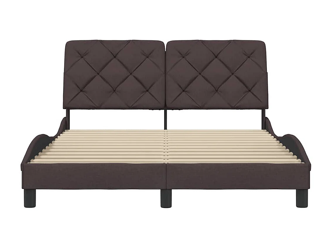Cadre de lit sans matelas marron foncé 140x200 cm tissu