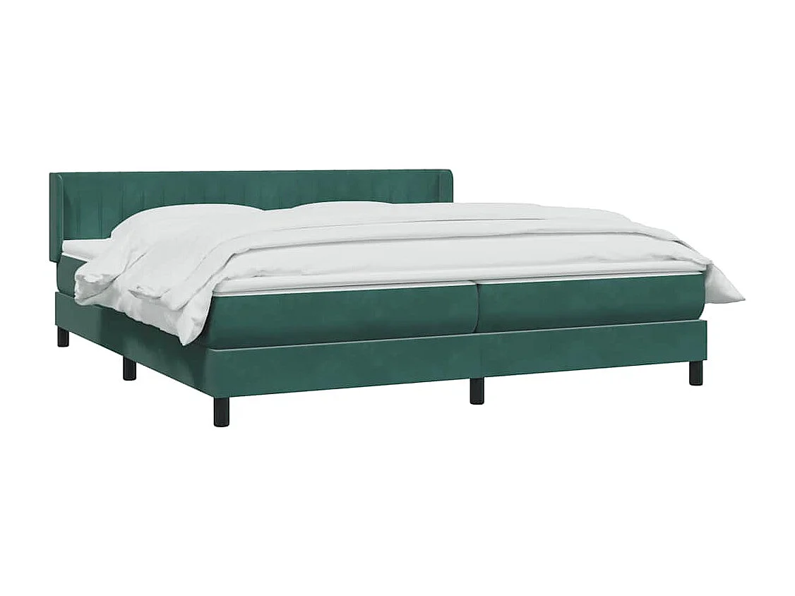 Cama box spring con colchón terciopelo verde oscuro 180x220 cm