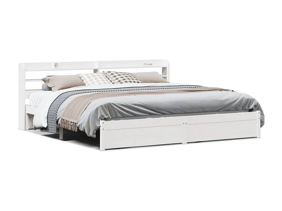 Bedframe met hoofdeinde zonder matras 180x200 cm wit