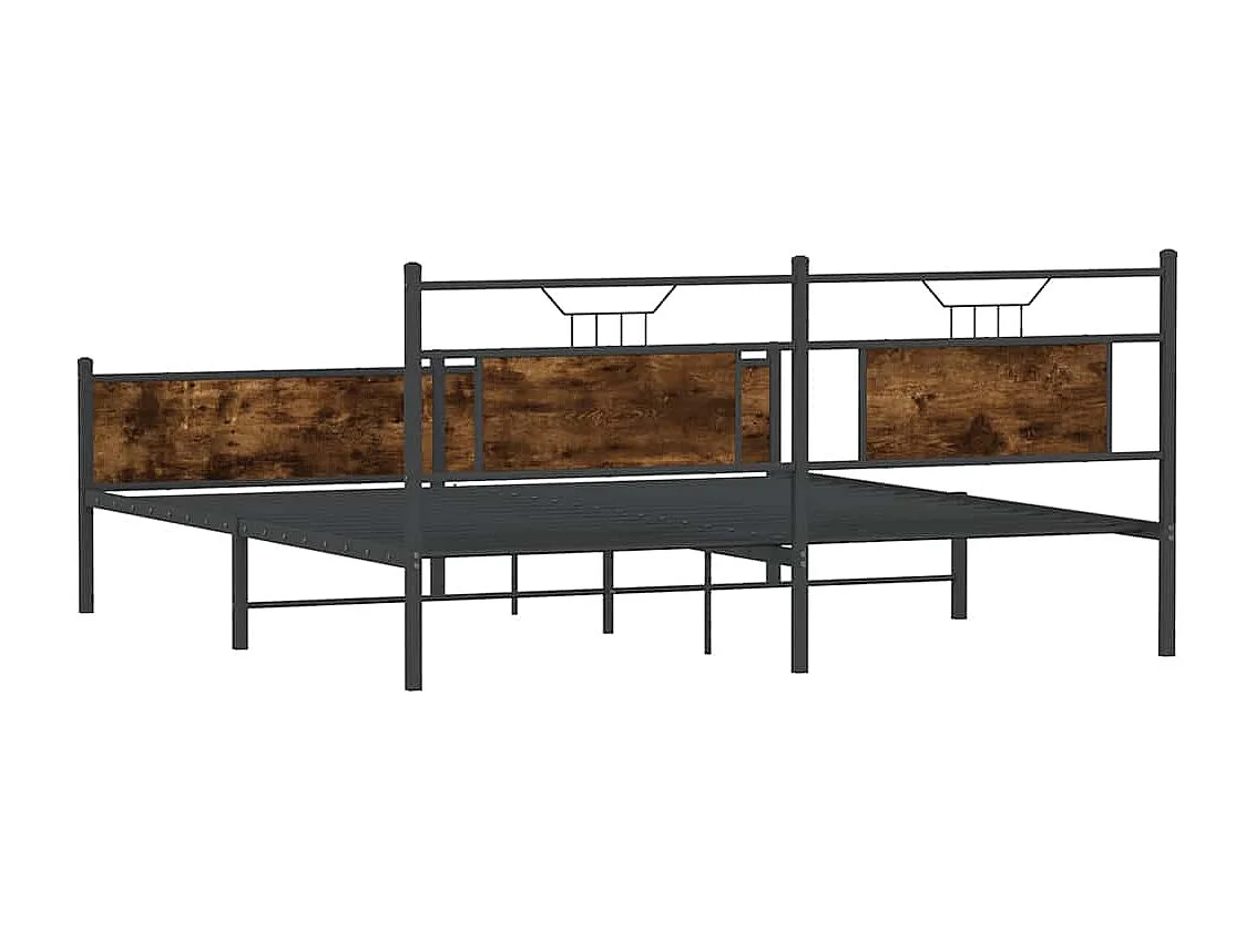 Cadre de lit en métal sans matelas chêne fumé 183x213 cm