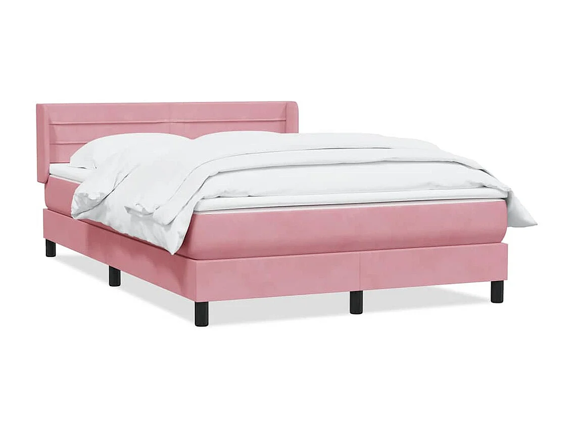 Boxspring met matras fluweel roze 140x210 cm