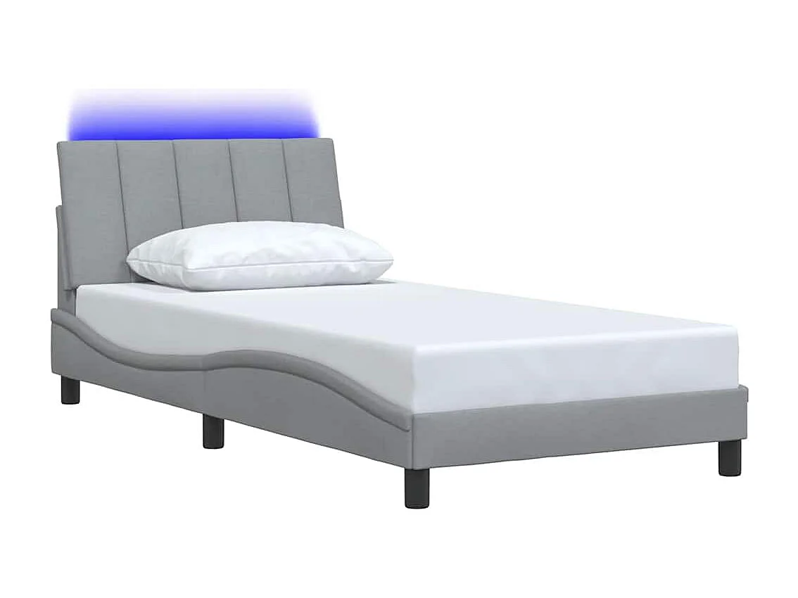 Cadre de lit sans matelas gris clair 100x200 cm tissu