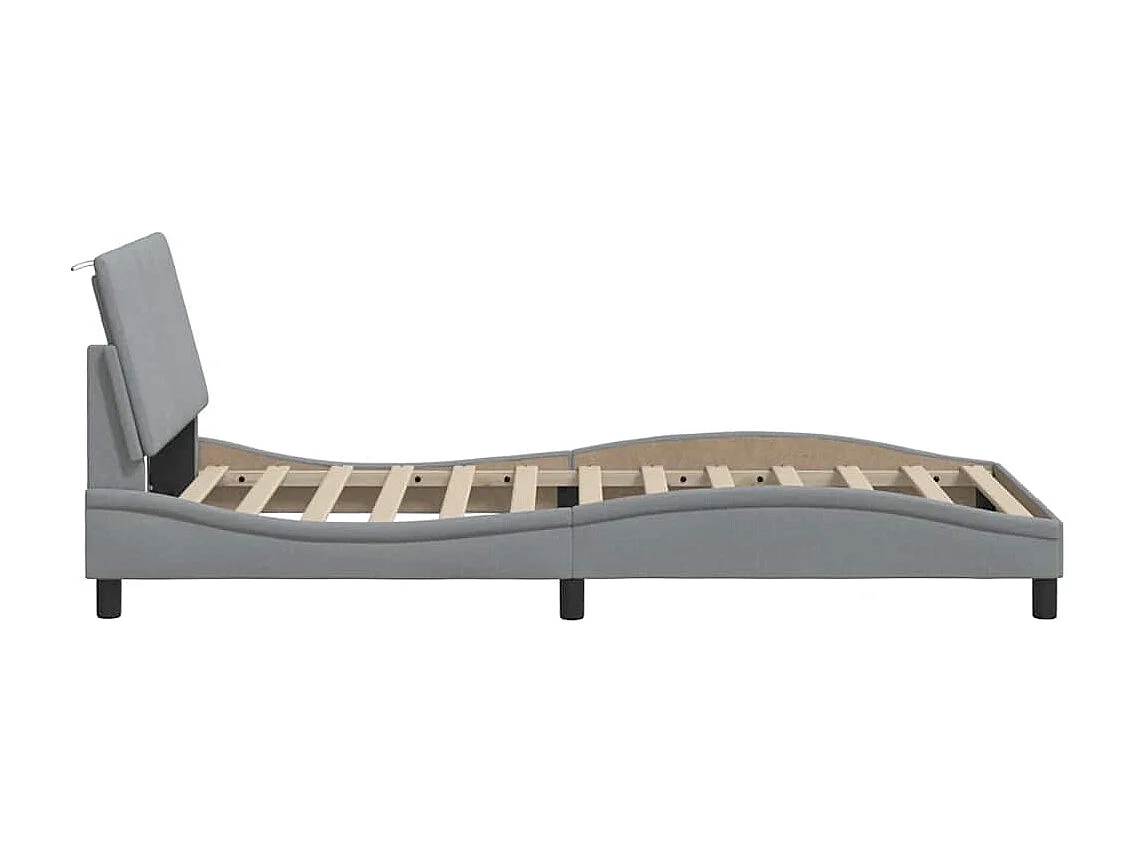 Cadre de lit sans matelas gris clair 100x200 cm tissu