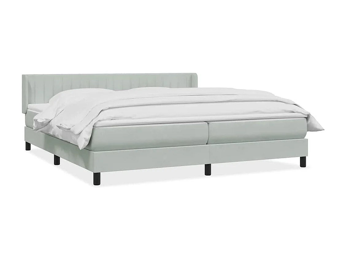 Cama box spring con colchón terciopelo gris claro 180x210 cm
