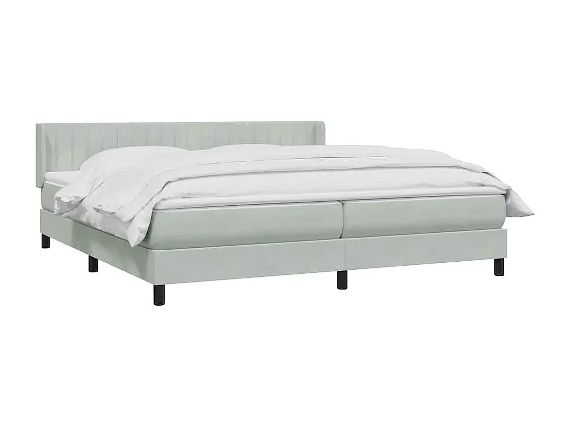 Cama box spring con colchón terciopelo gris claro 180x210 cm