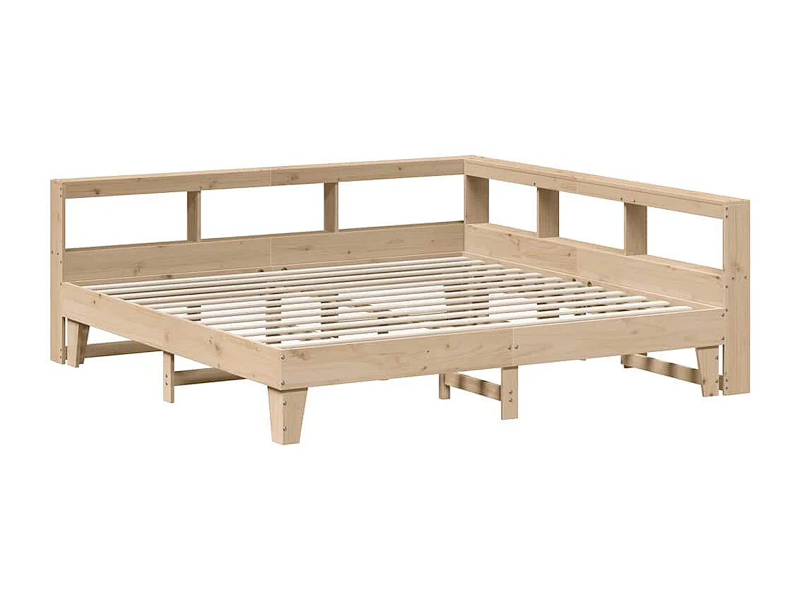 Lit bibliothèque sans matelas 180x200 cm bois massif de pin