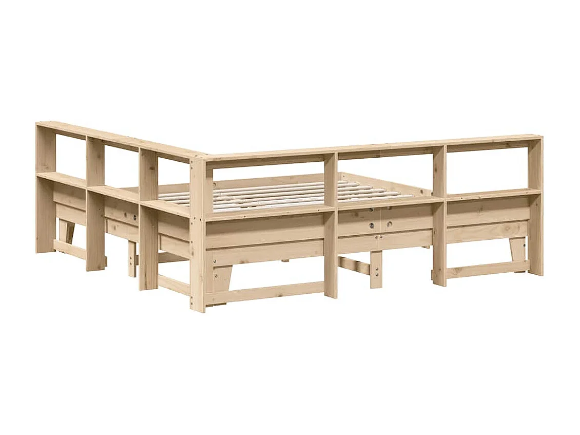 Lit bibliothèque sans matelas 180x200 cm bois massif de pin