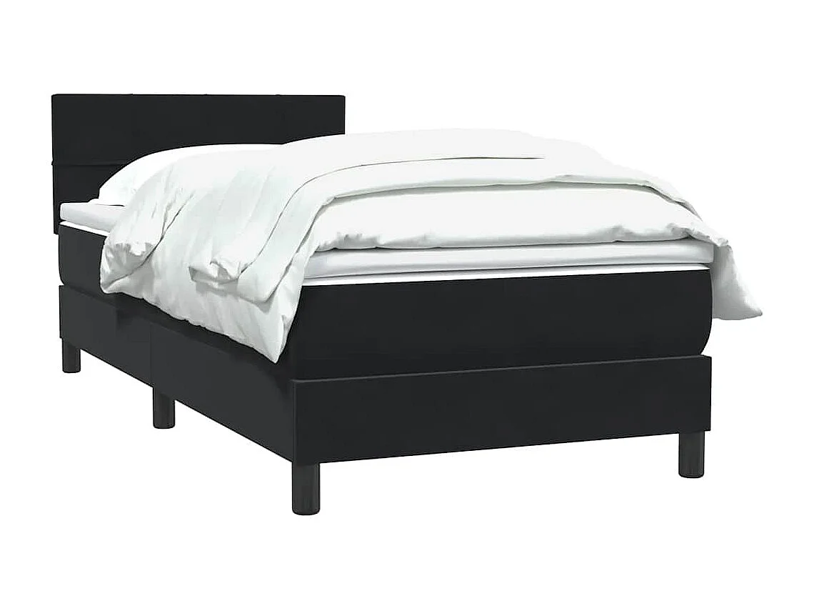 Cama com molas/colchão 100x220 cm veludo preto