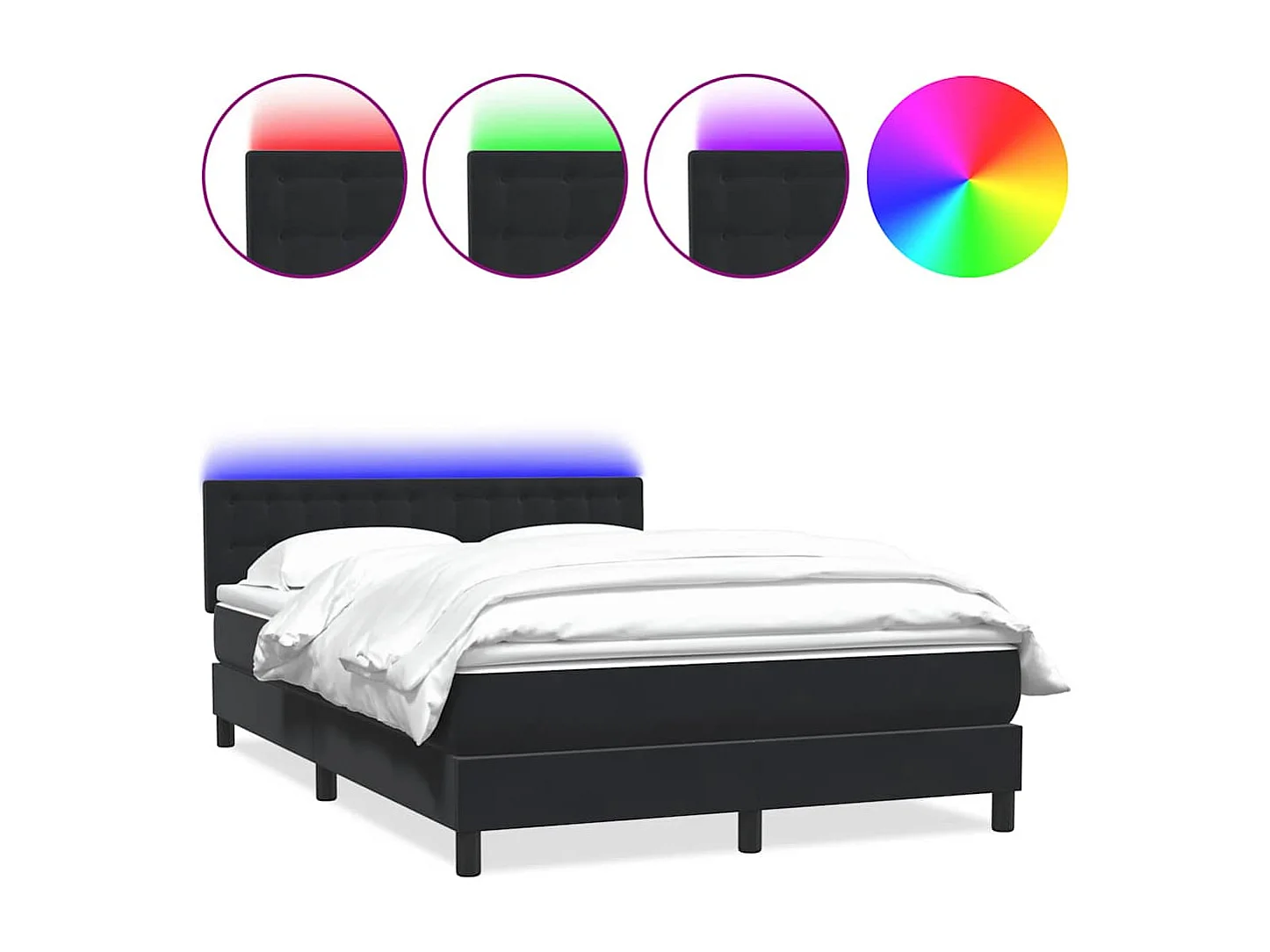 Cama box spring con colchón terciopelo negro 160x220 cm