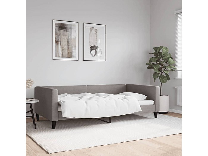 Lit de repos taupe 100x200 cm tissu