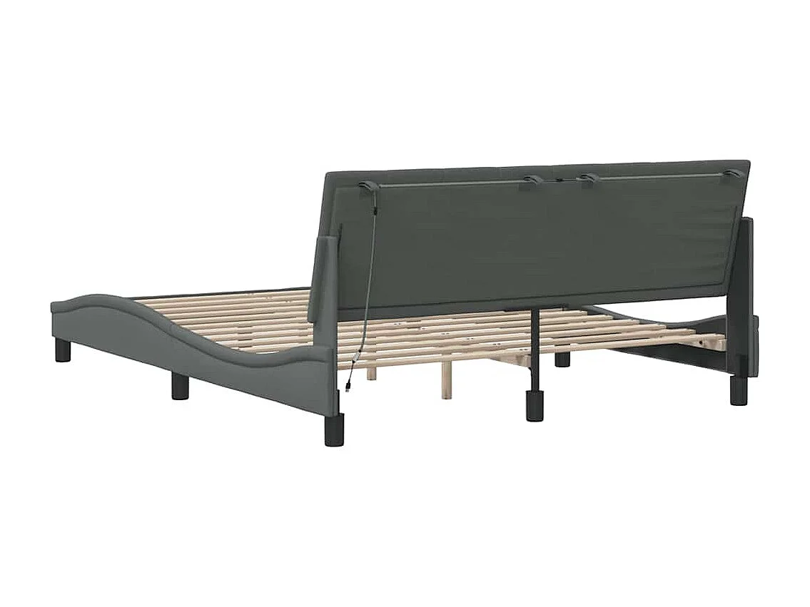 Bedframe zonder matras "Hanko" stof donkergrijs 160x200 cm