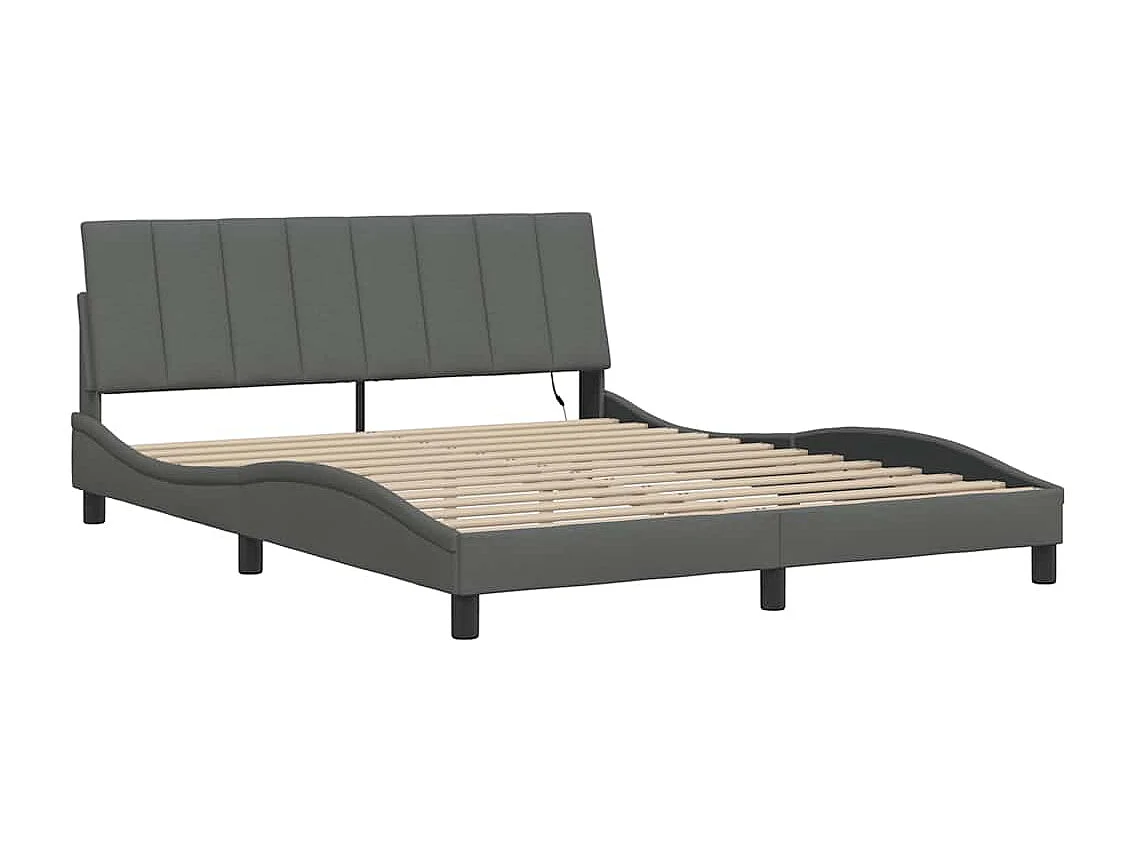 Cama sin colchón de tela gris oscuro 160x200 cm