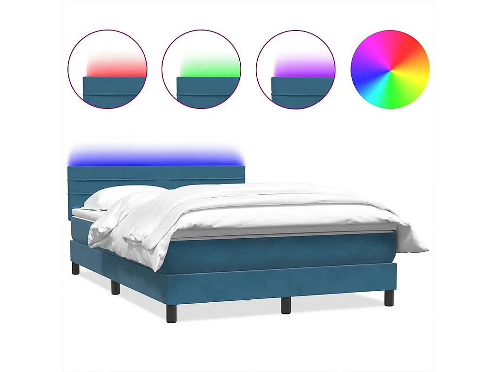 Cama box spring com colchão 160x210 cm veludo azul escuro