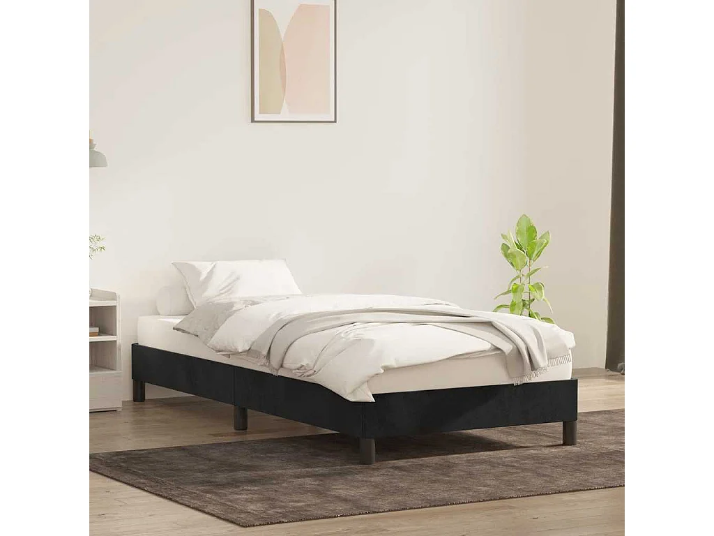 Cadre de lit sans matelas noir 80x220 cm velours