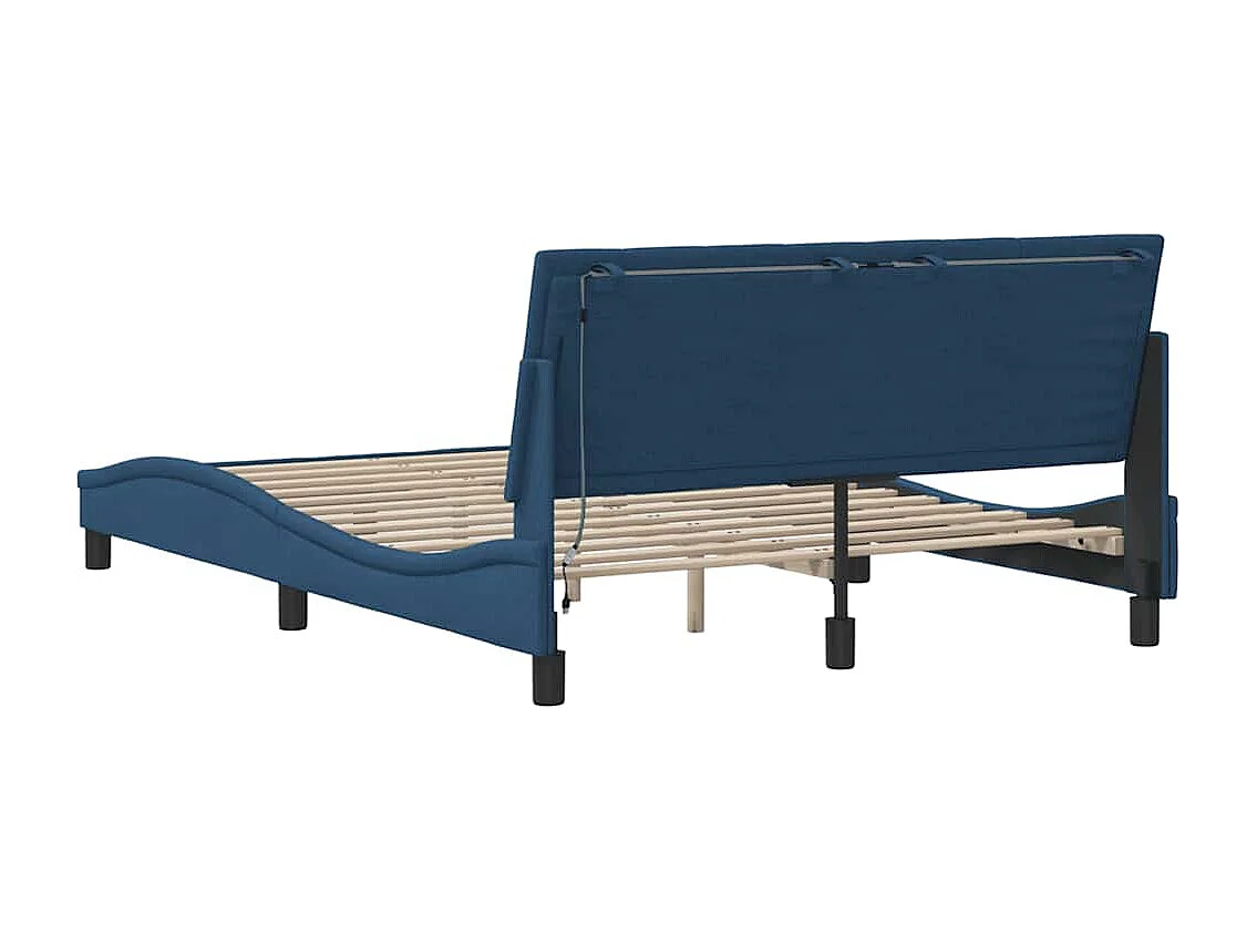 Cadre de lit sans matelas bleu 140x200 cm tissu