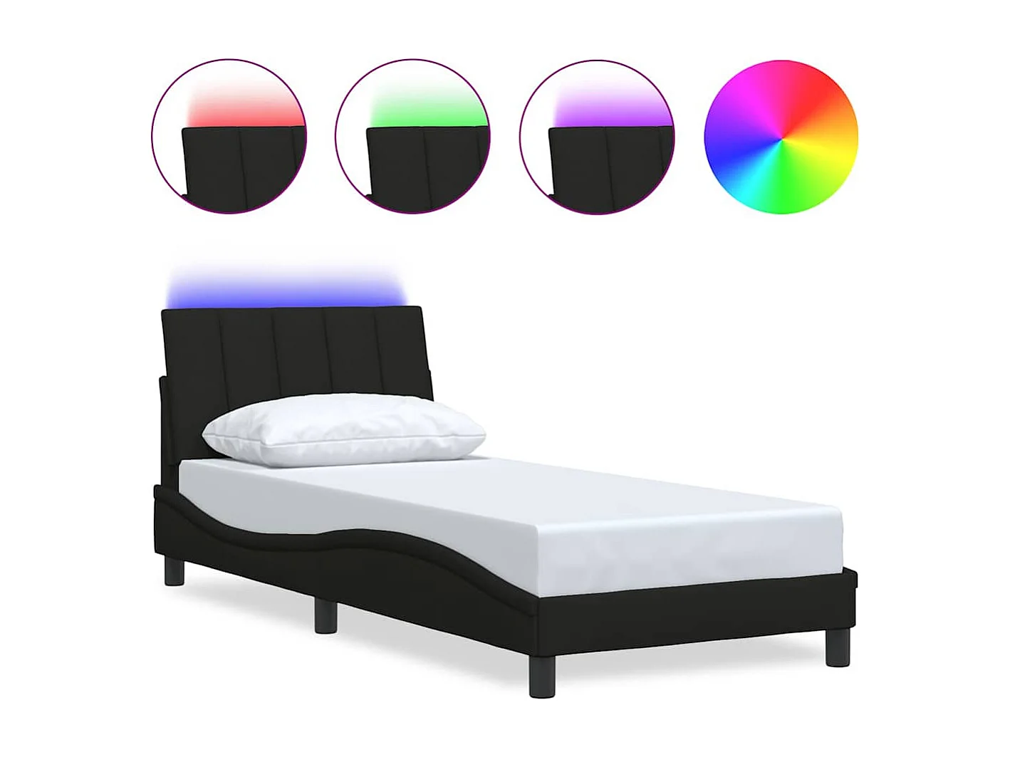 Cadre de lit sans matelas noir 90x200 cm tissu