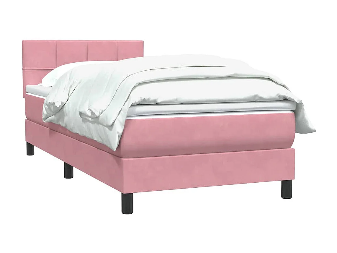 Sommier à lattes de lit avec matelas rose 100x220 cm velours