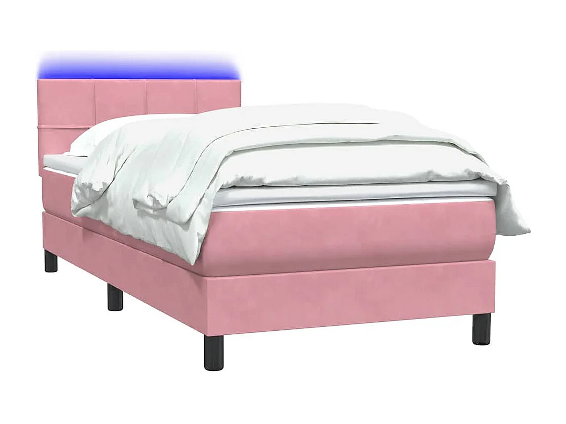 Cama box spring con colchón terciopelo rosa 80x220 cm