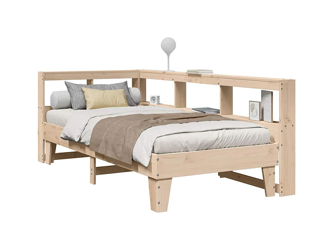 Lit bibliothèque sans matelas 75x190 cm bois de pin massif