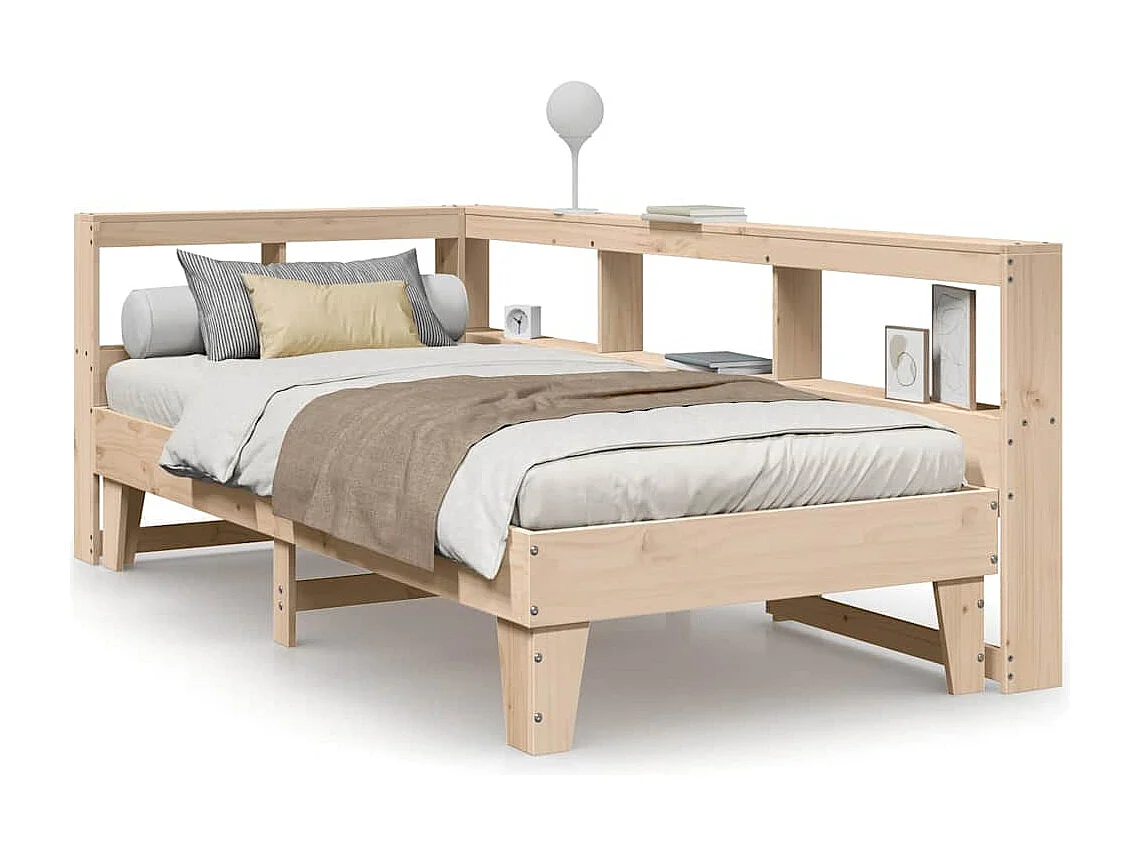 Cama con estantería sin colchón madera maciza de pino 75x190 cm