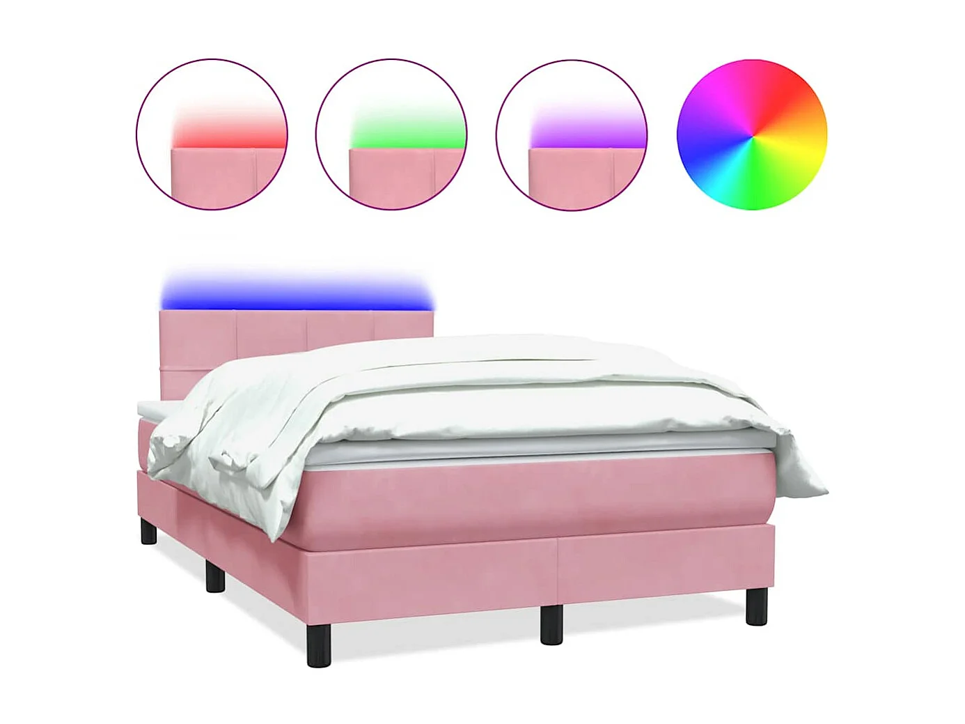 Sommier à lattes de lit avec matelas rose 120x210 cm velours