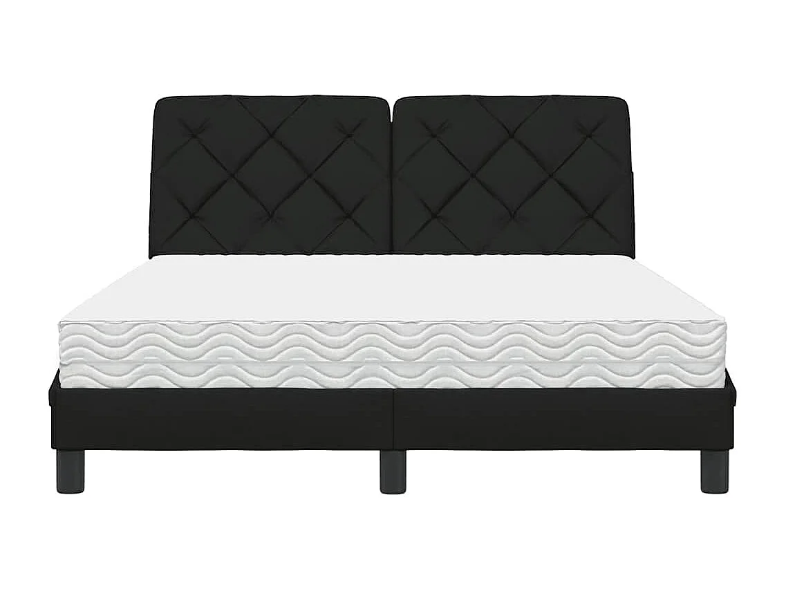 Lit avec matelas noir 140x200 cm tissu