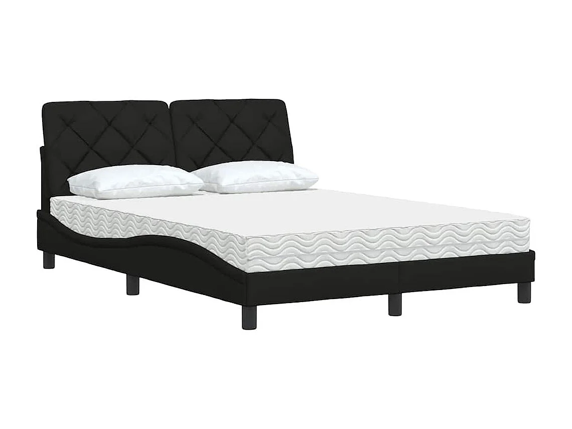 Cama com colchão 140x200 cm tecido preto