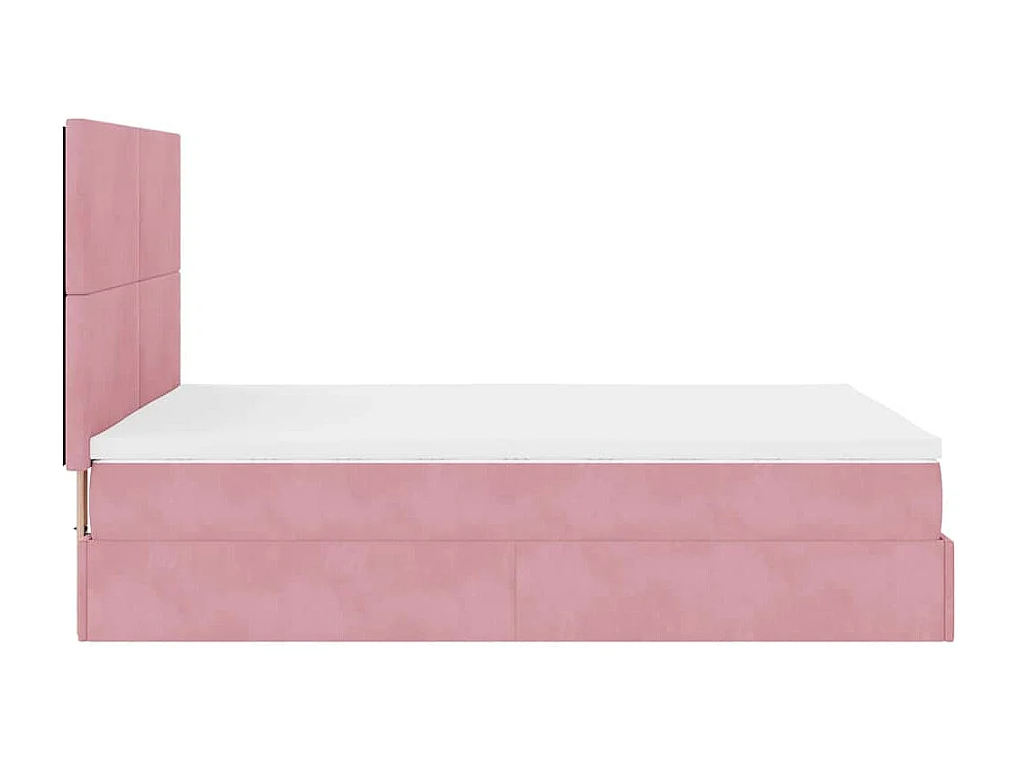 Cadre de lit ottoman avec matelas rose 140x190 cm velours
